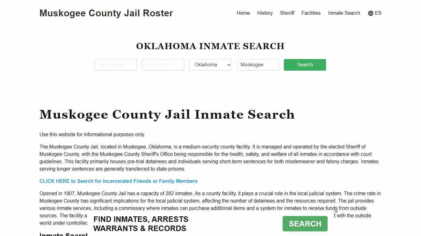Muskogee County Jail Roster Lookup, OK, Inmate Search